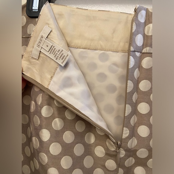 J.‎ Crew Silk Blend Taupe Polka Dot Pencil Skirt Size 4 - Picture 4 of 5